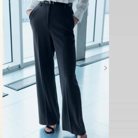 The Fold Pants - The Fold London Clever Crepe Adelaide Wide Leg Trousers Black UK 14 US 10